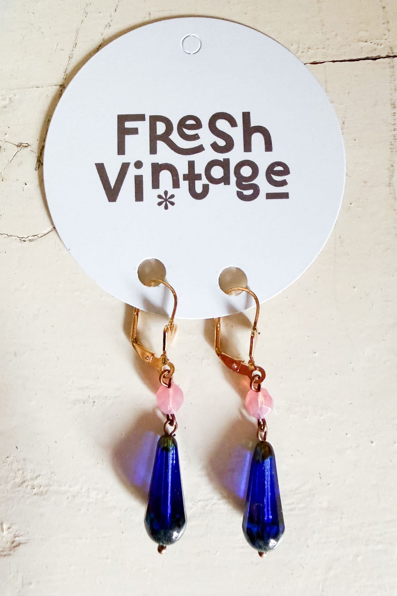 Earrings handmade ultramarine and pink glass
