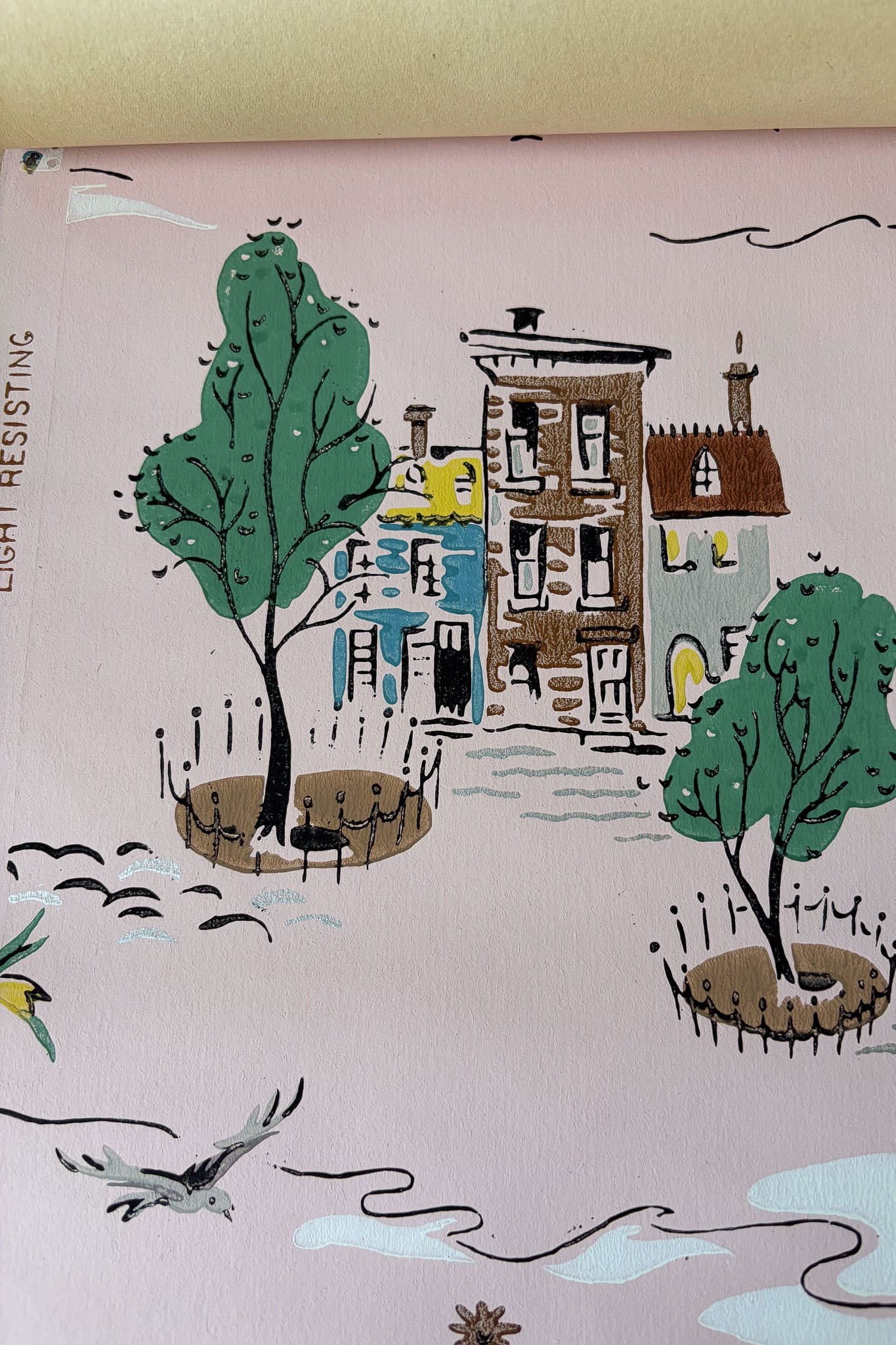 Vintage Wallpaper roll #3  novelty house & horse print