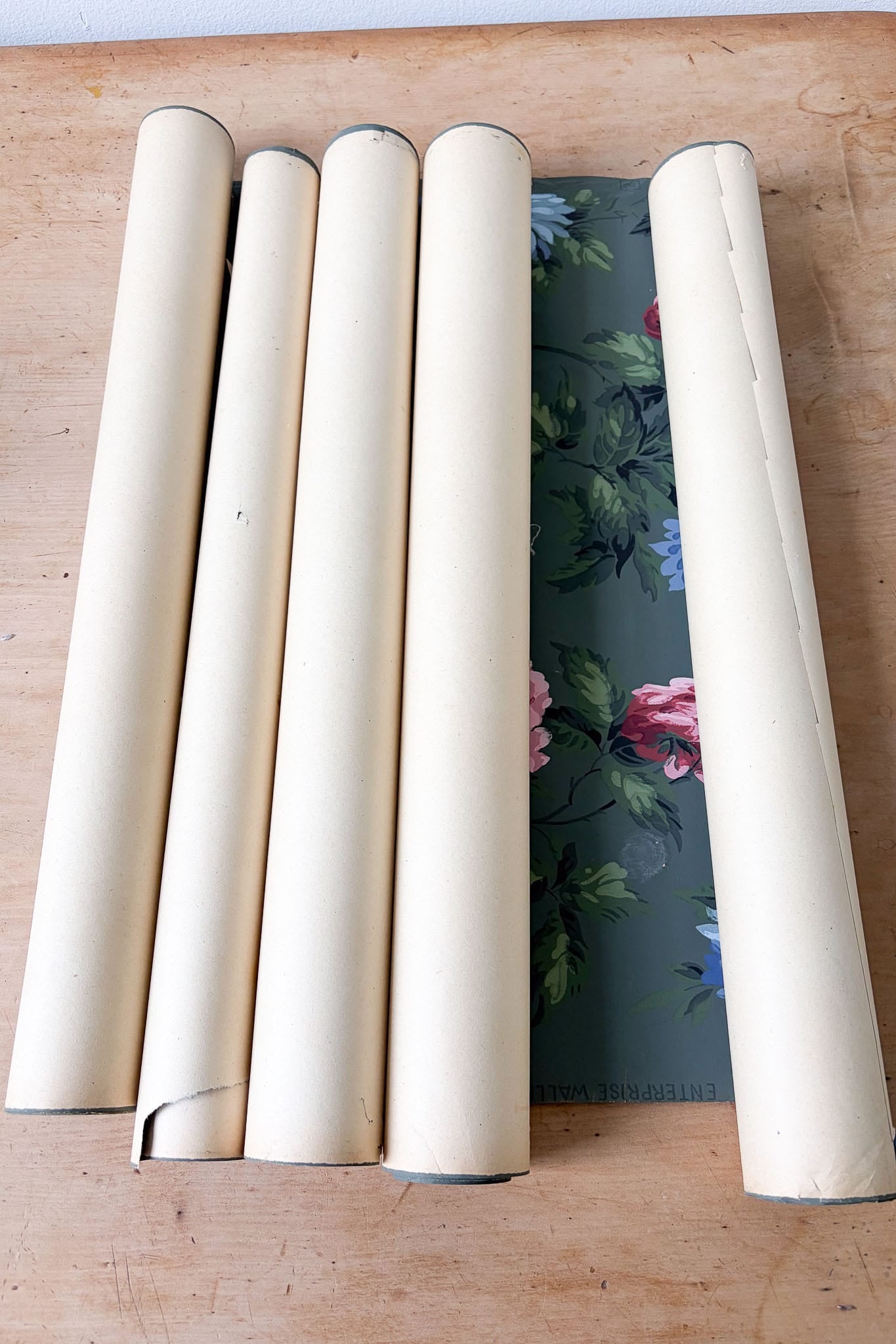 Vintage Wallpaper panels #13 dark green floral