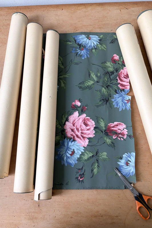 Vintage Wallpaper panels #13 dark green floral