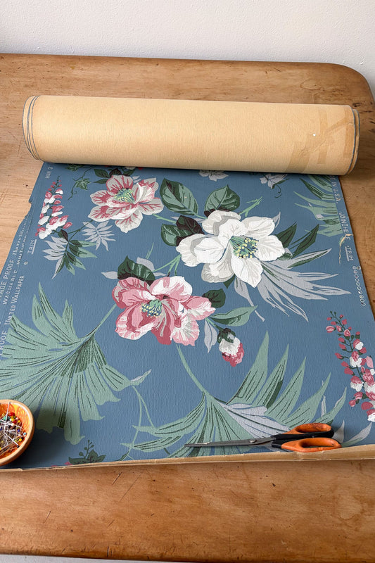Vintage Wallpaper panels #11 dark blue floral