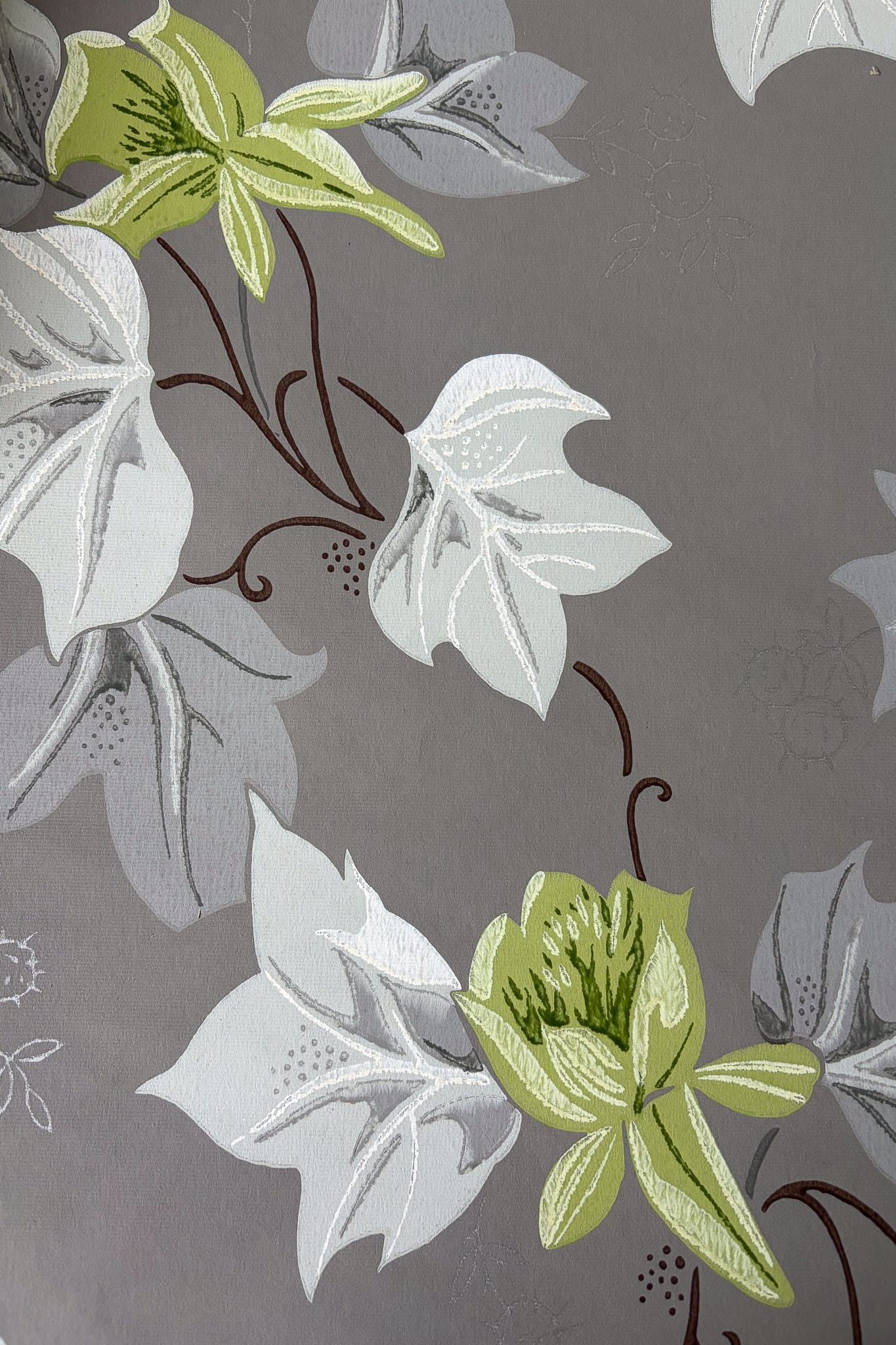 Vintage Wallpaper panels #14 grey floral