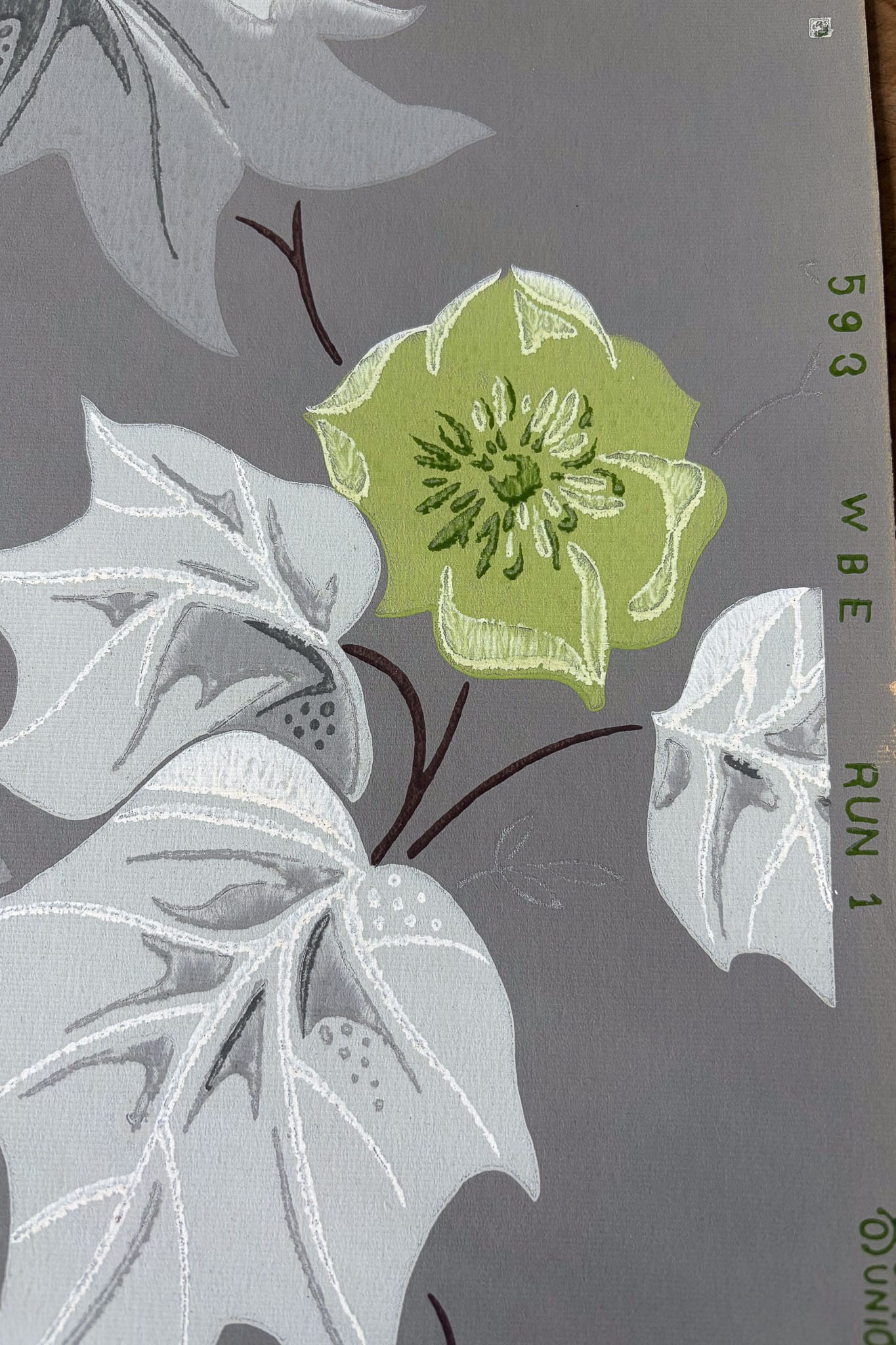 Vintage Wallpaper panels #14 grey floral