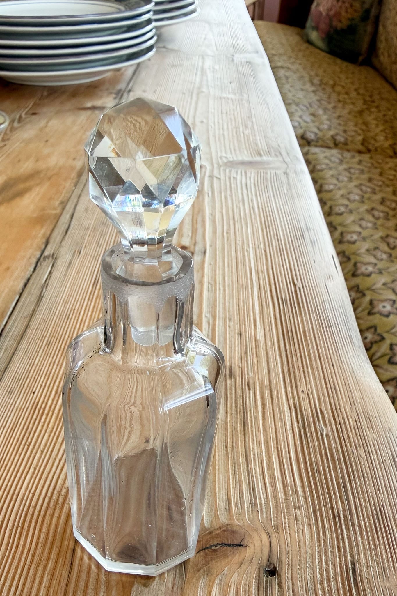 Antique glass perfume bottle with stopper
