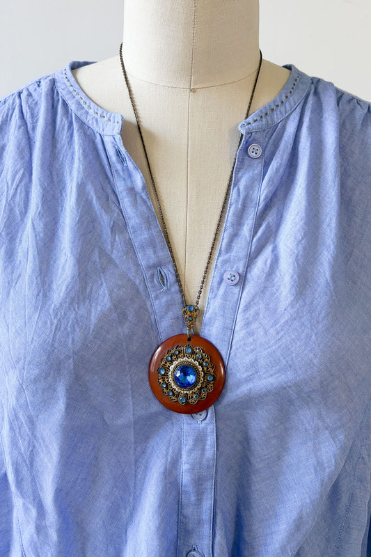 Vintage beautiful 1920s butterscotch bakelite & Czech glass necklace