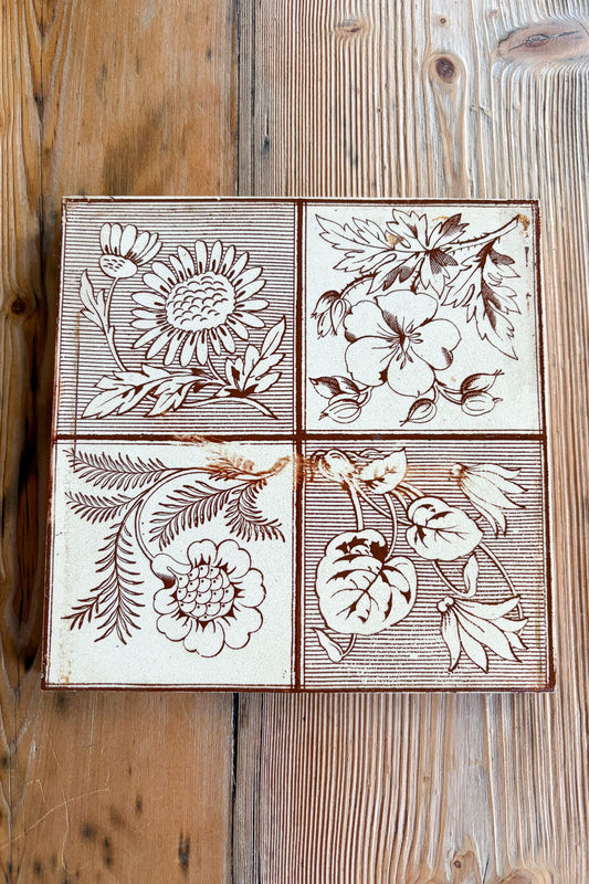 Vintage Steele & Wood 19thC floral tiles