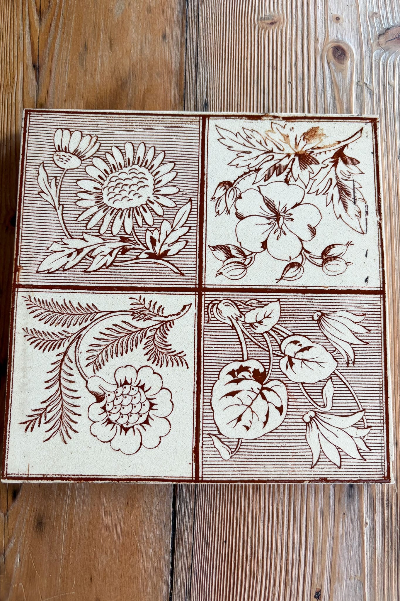 Vintage Steele & Wood 19thC floral tiles