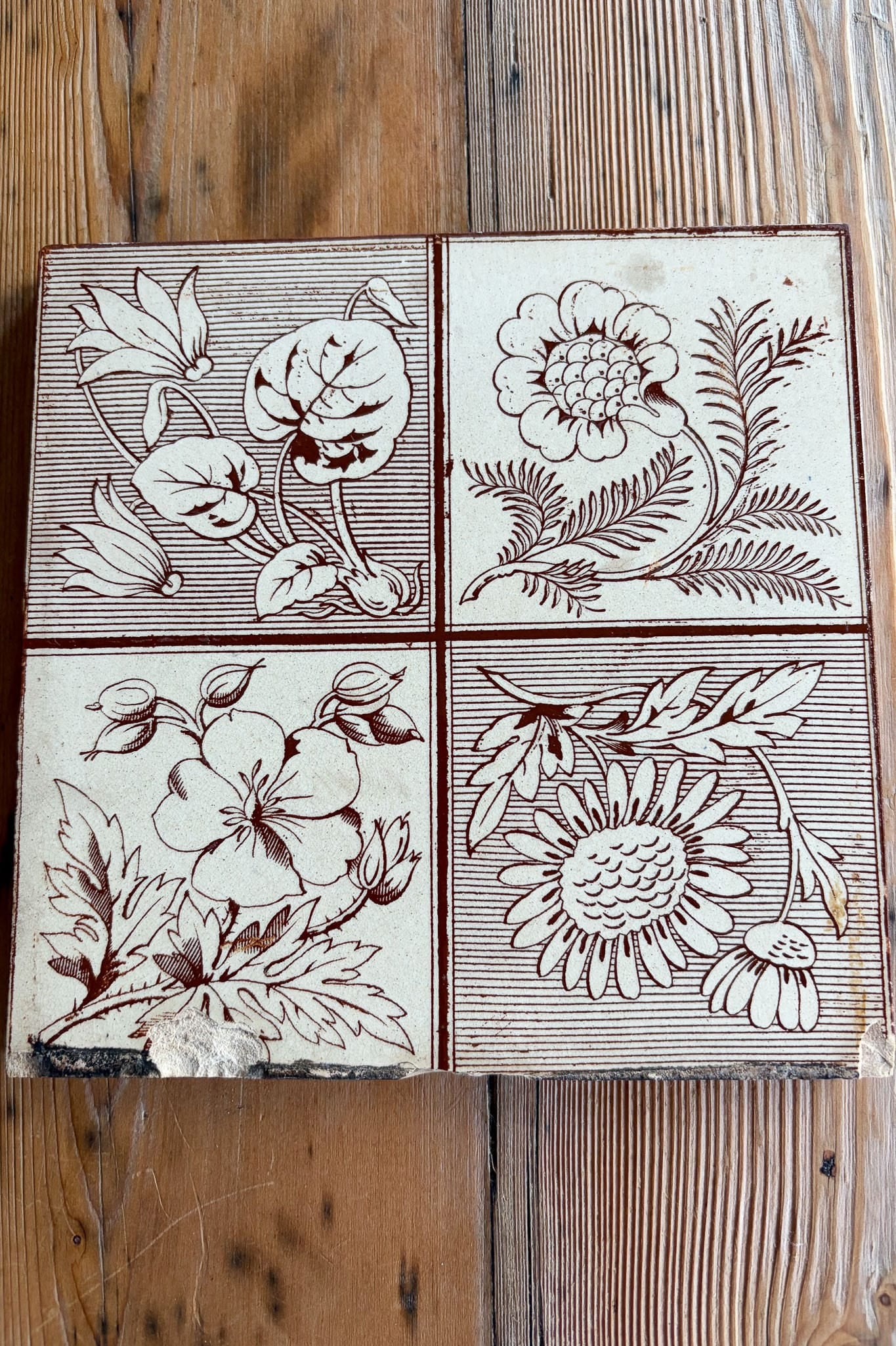 Vintage Steele & Wood 19thC floral tiles