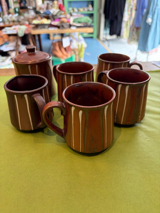Vintage 1970s ceramic coffee cup set of 6 Japan
