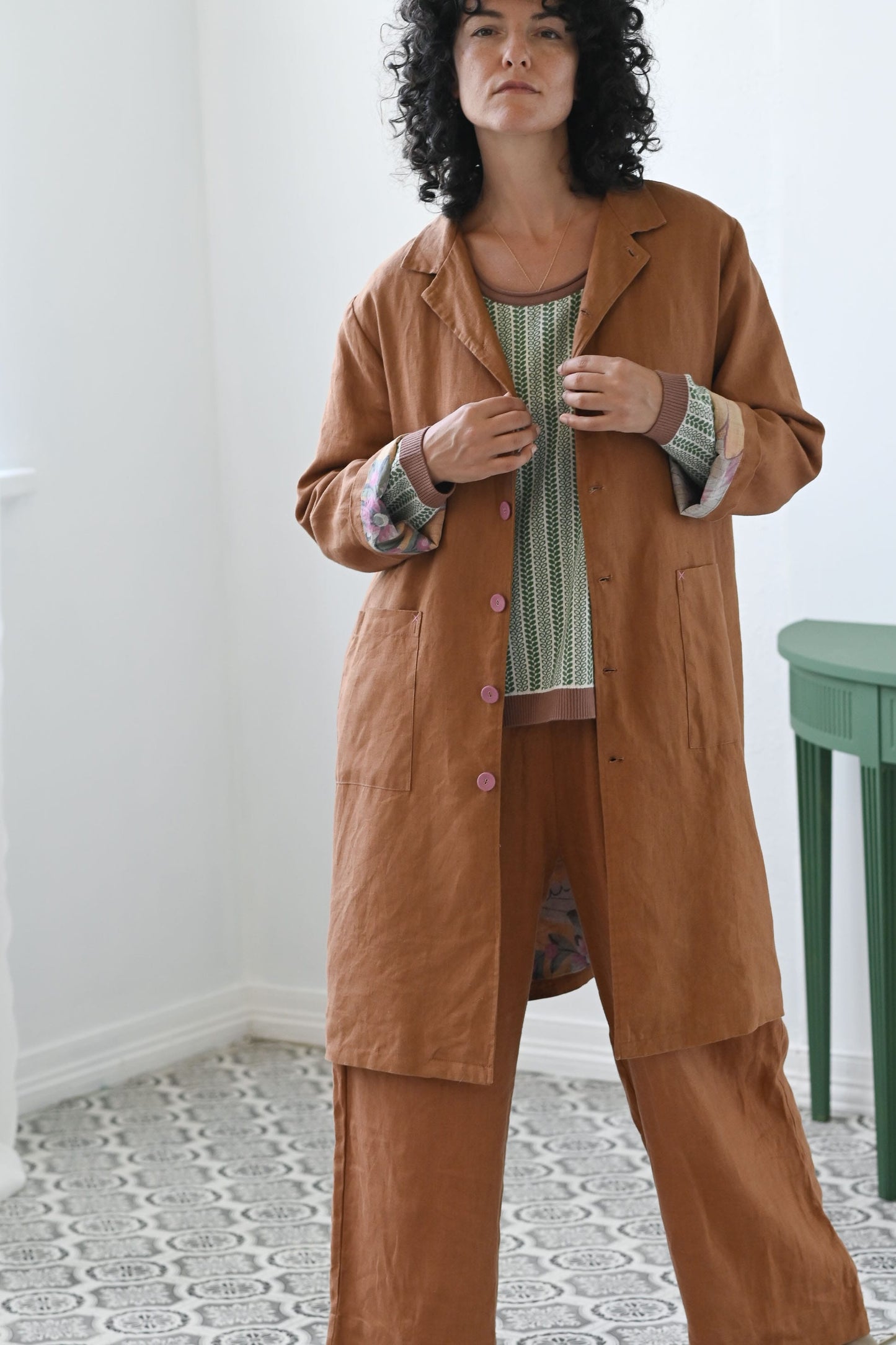 Jenna linen jacket in Tan