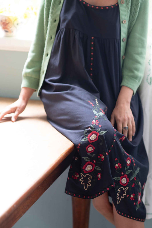 Juliet embroidered dress Charcoal