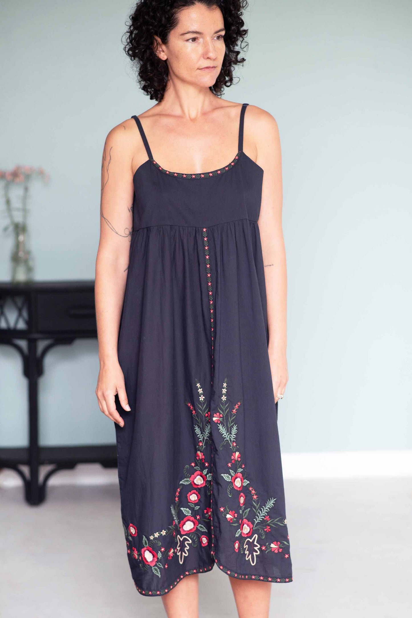Juliet embroidered dress Charcoal