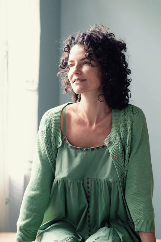 Ava cardigan in mineral green