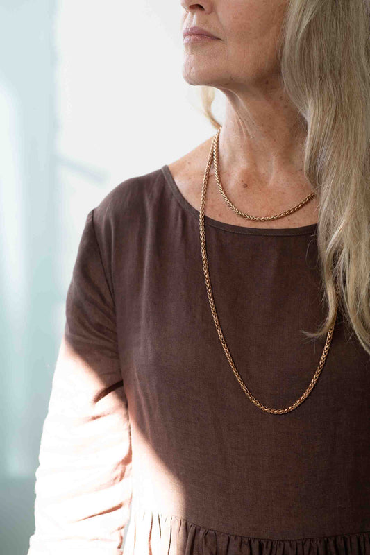 Spiga link chain necklace long