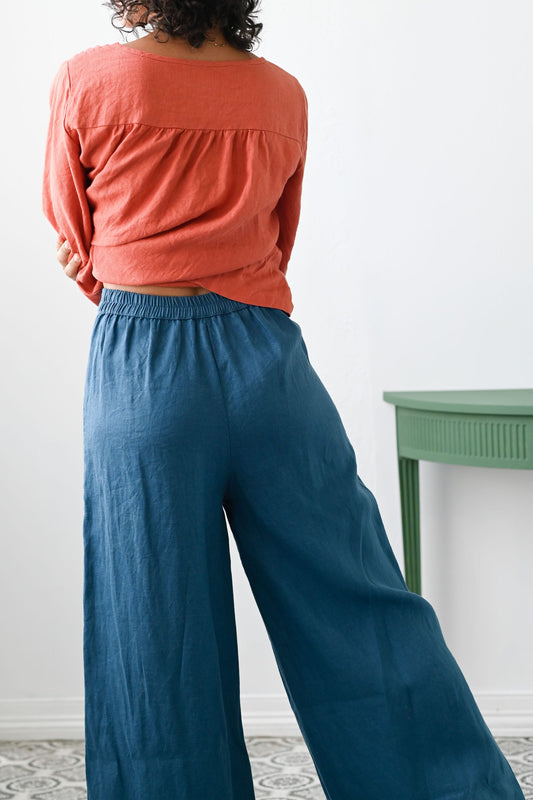 Ollie linen pant in Sapphire