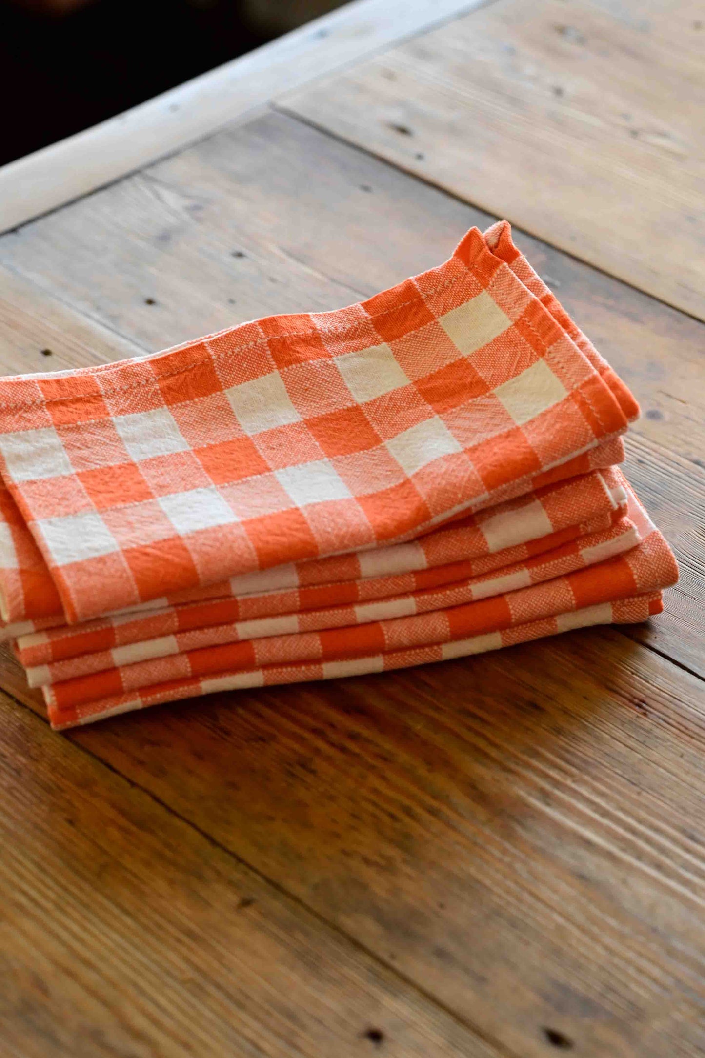Orange gingham napkins x 6