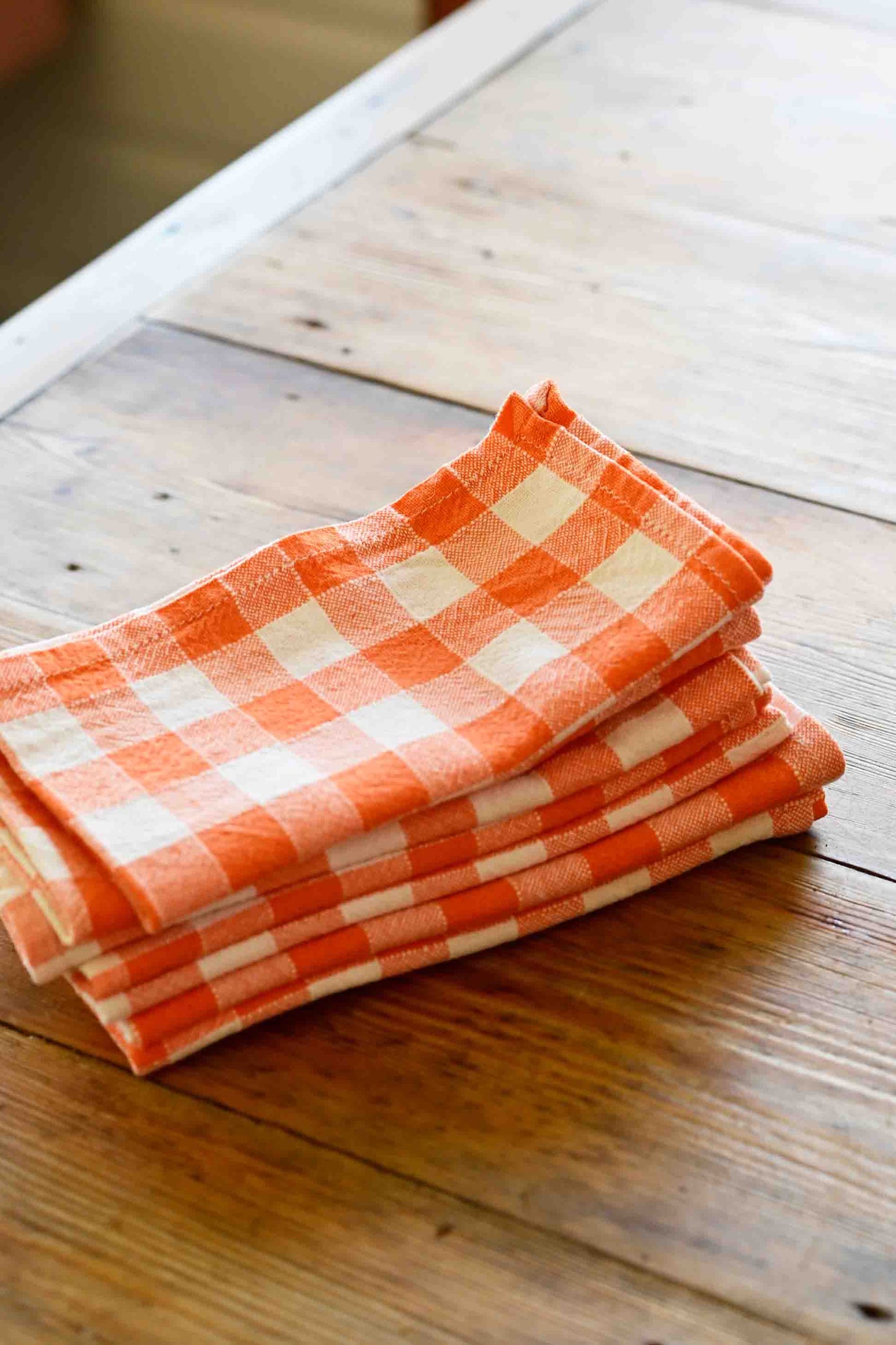 Orange gingham napkins x 6