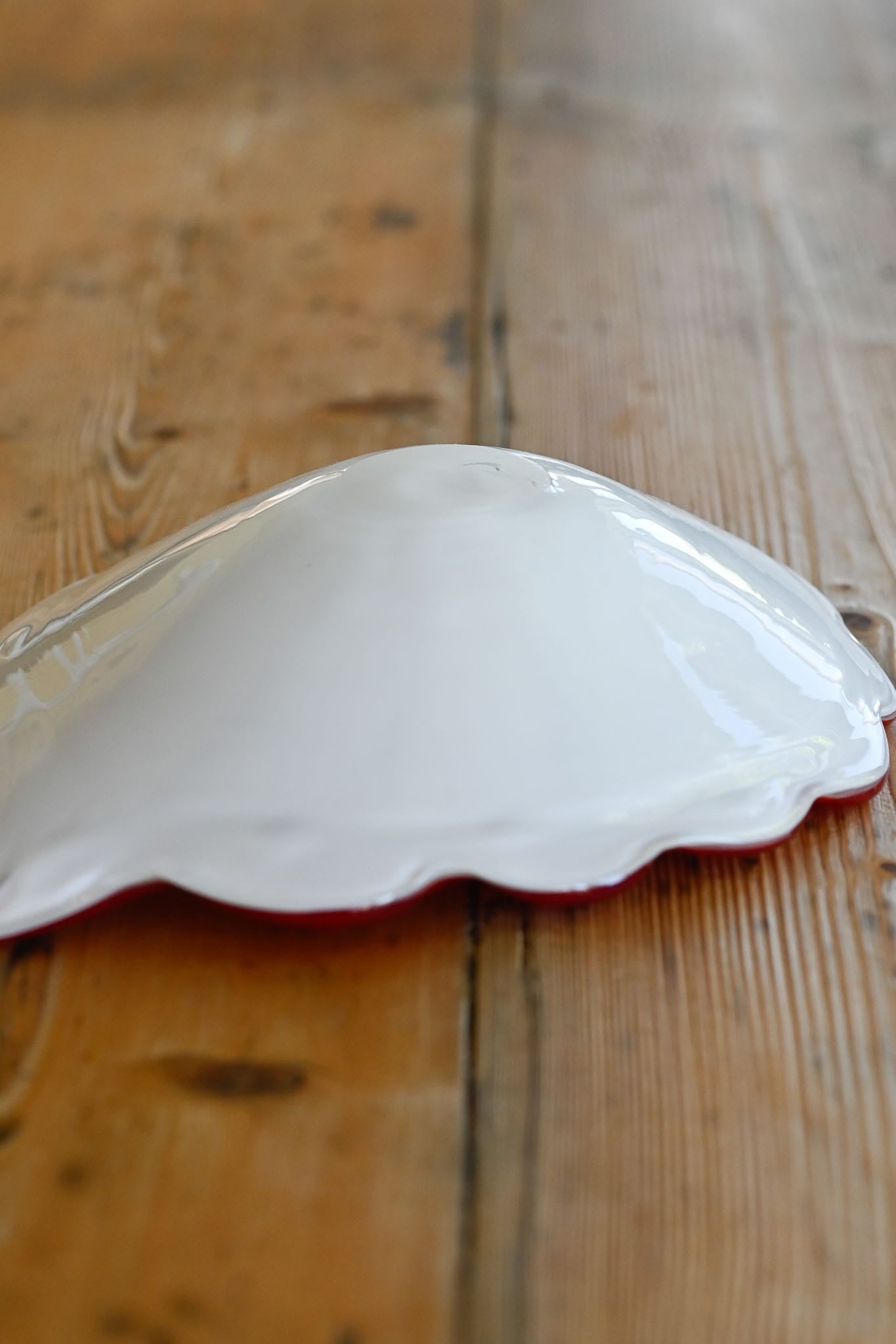 Vintage bright red handmade art glass bowl