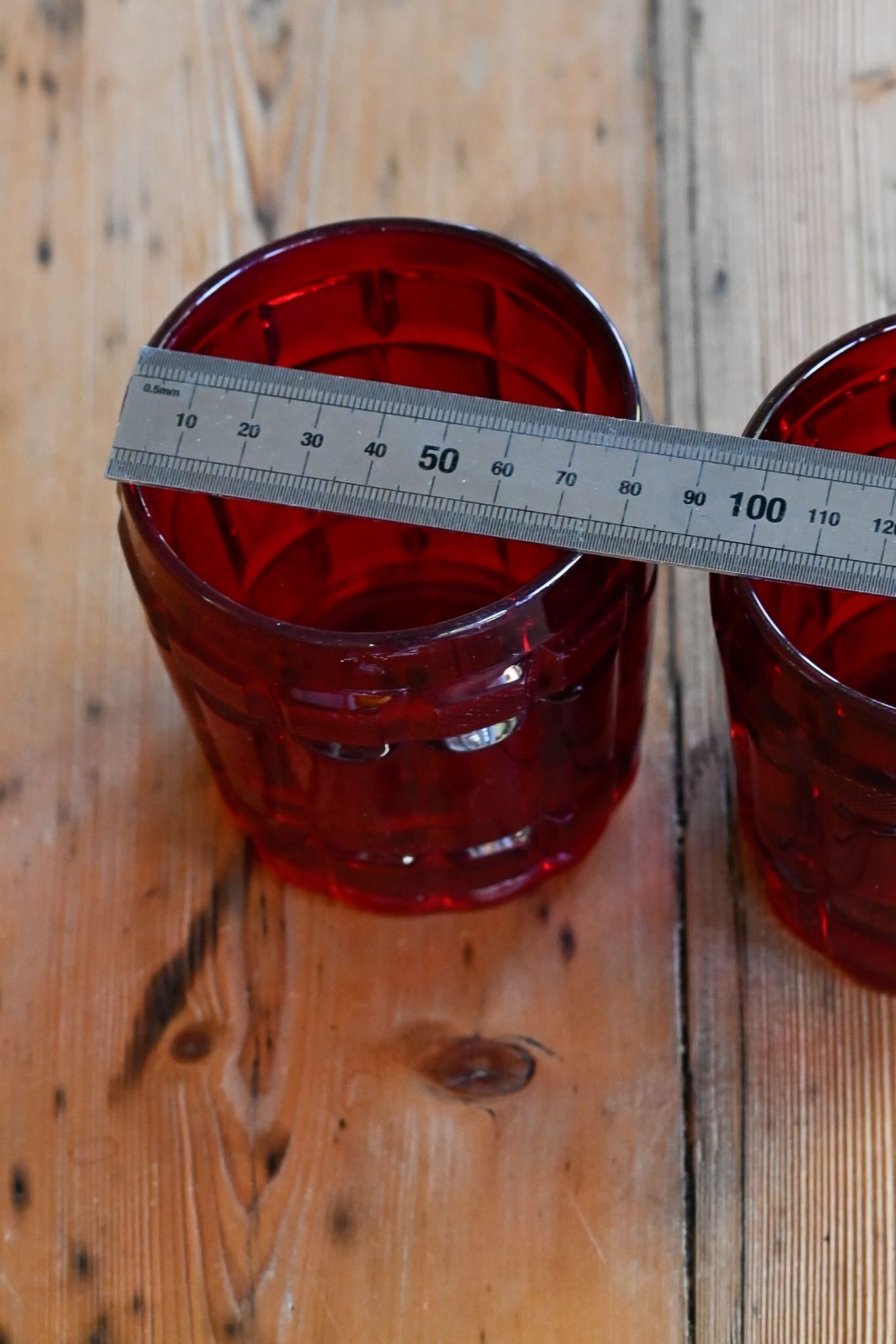 Vintage ruby selenium glass tumblers set of 2