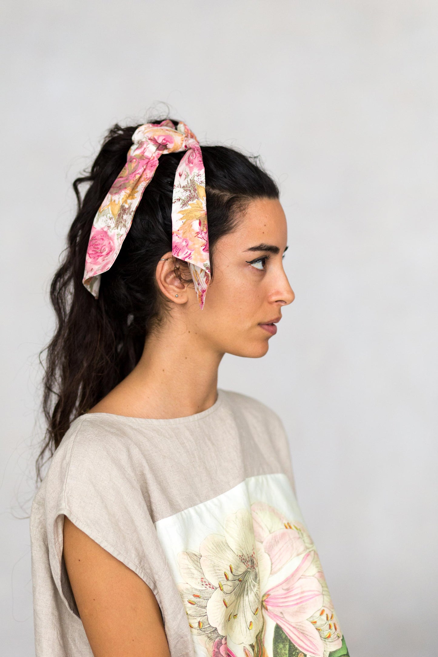 Scrunchie with scarf in Peony