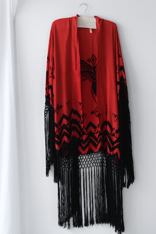 Spell rayon kimono with fringe - Pre-loved 2013