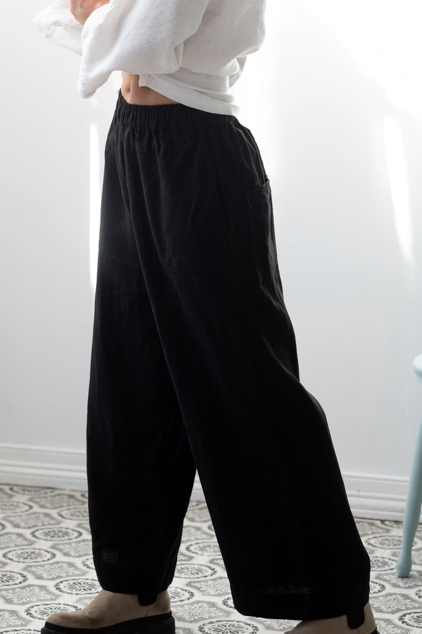 Tessa linen pant Black