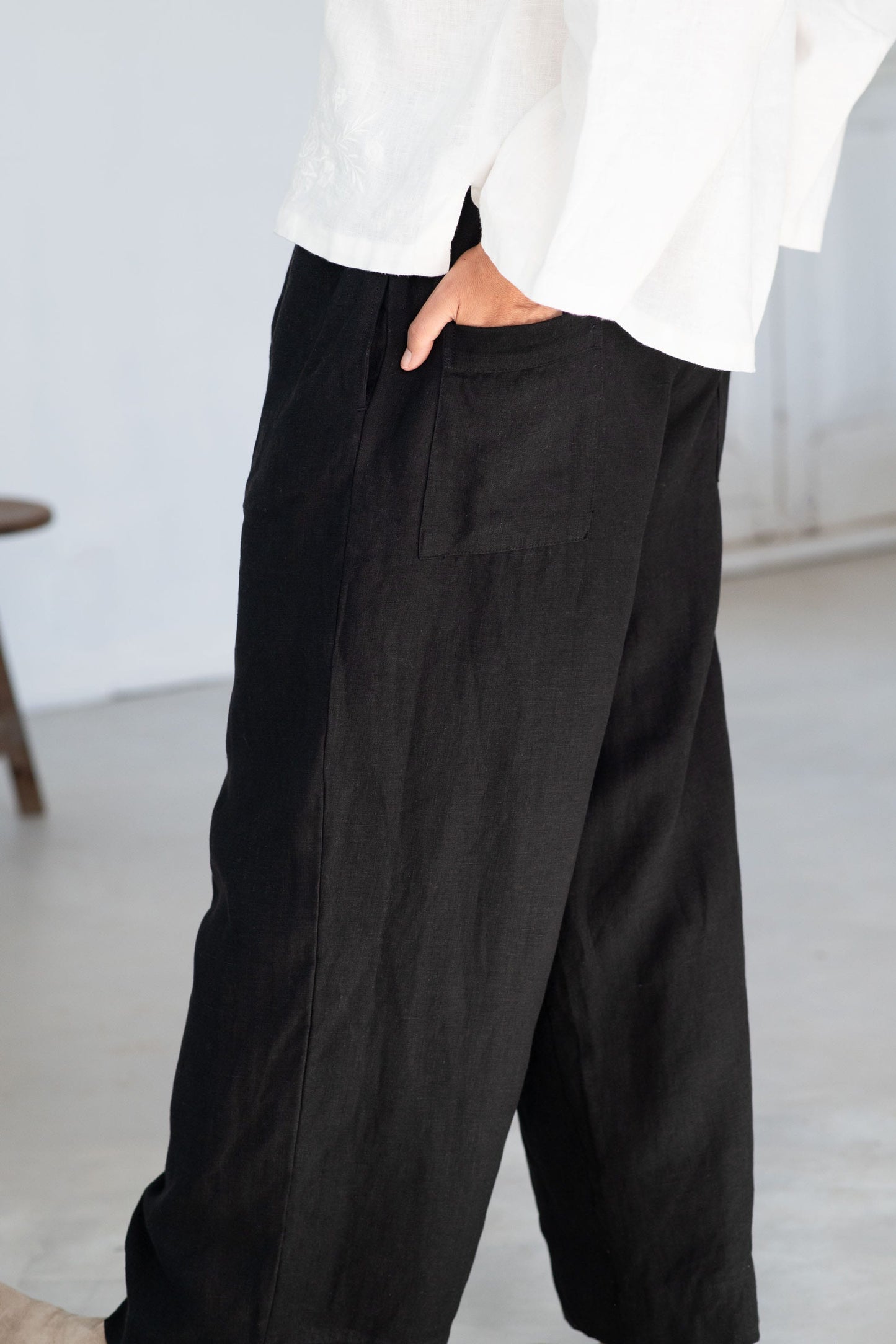 Tessa linen pant Black