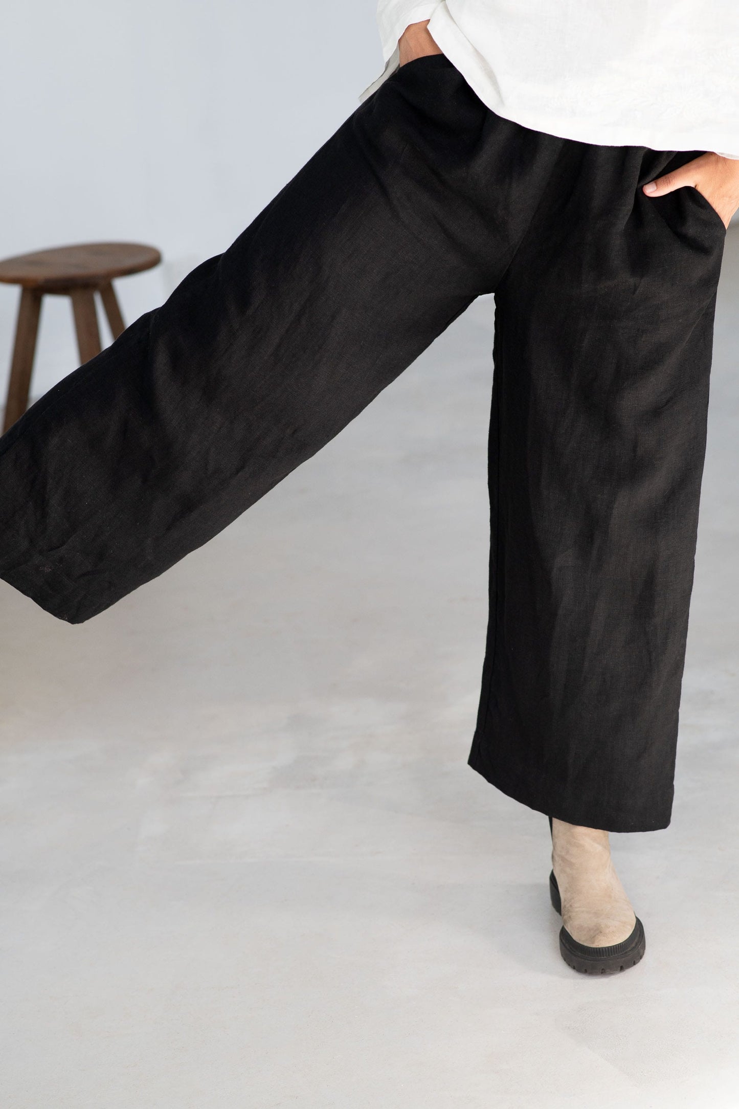 Tessa linen pant Black