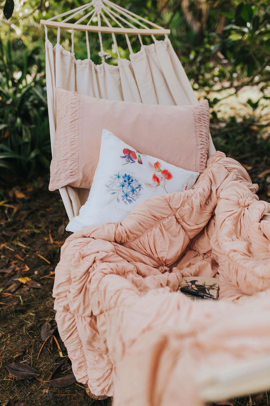 Rosette pillowcase set in Tuscan Pink *organic cotton