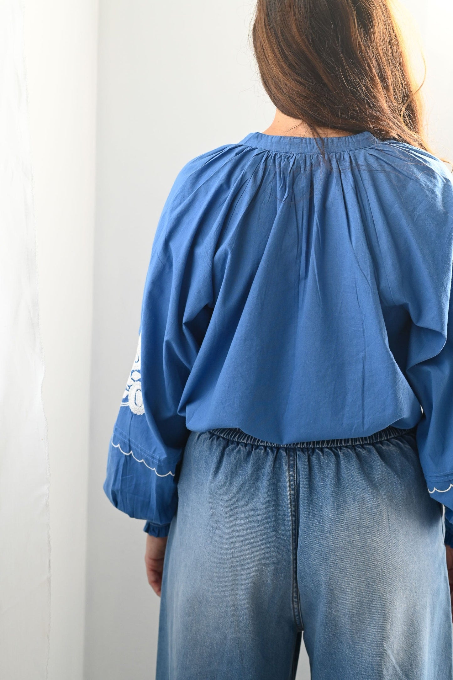 VERA Embroidered blouse in Vibrant Blue