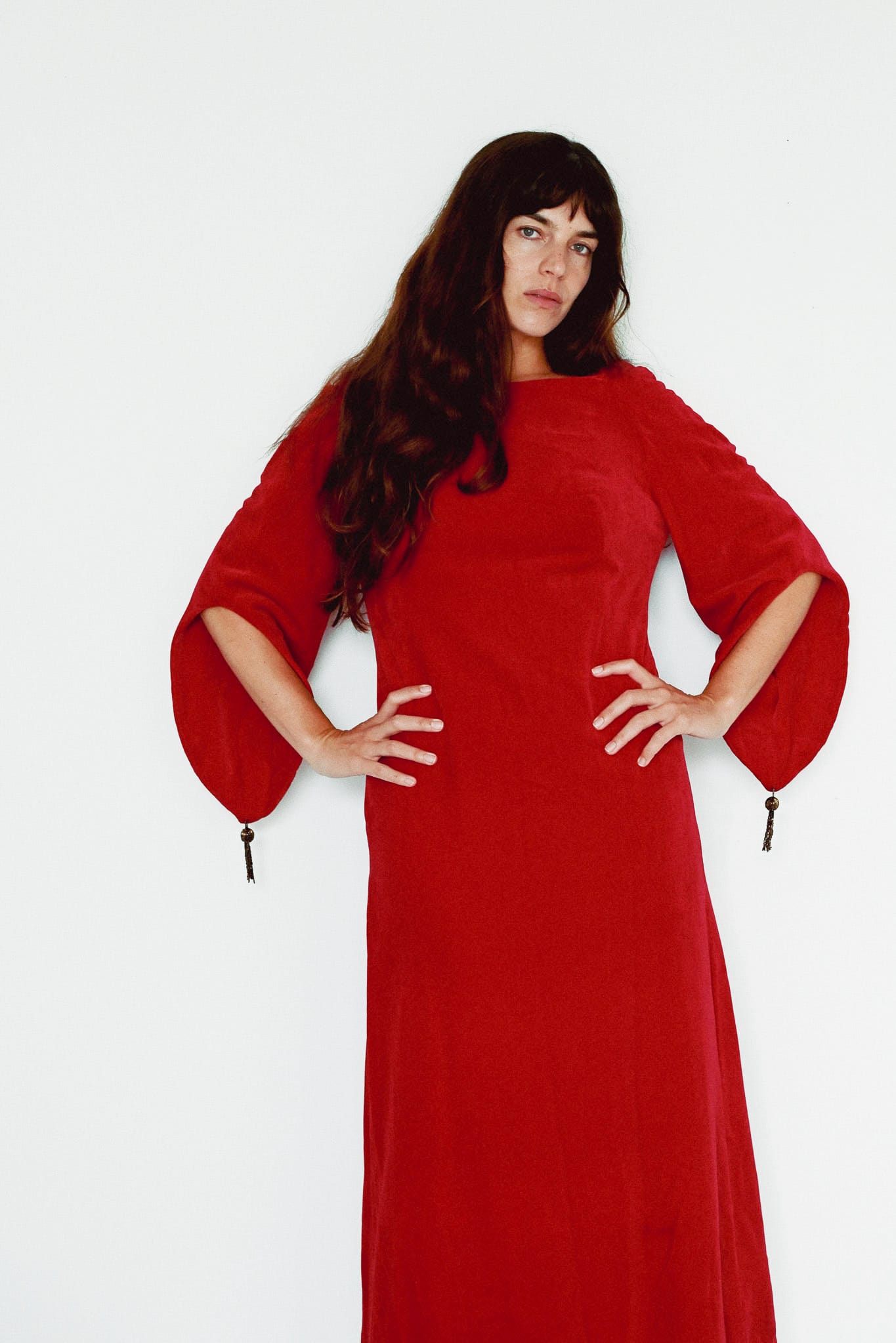 Vintage 60s red velvet gown by Goben Sydney