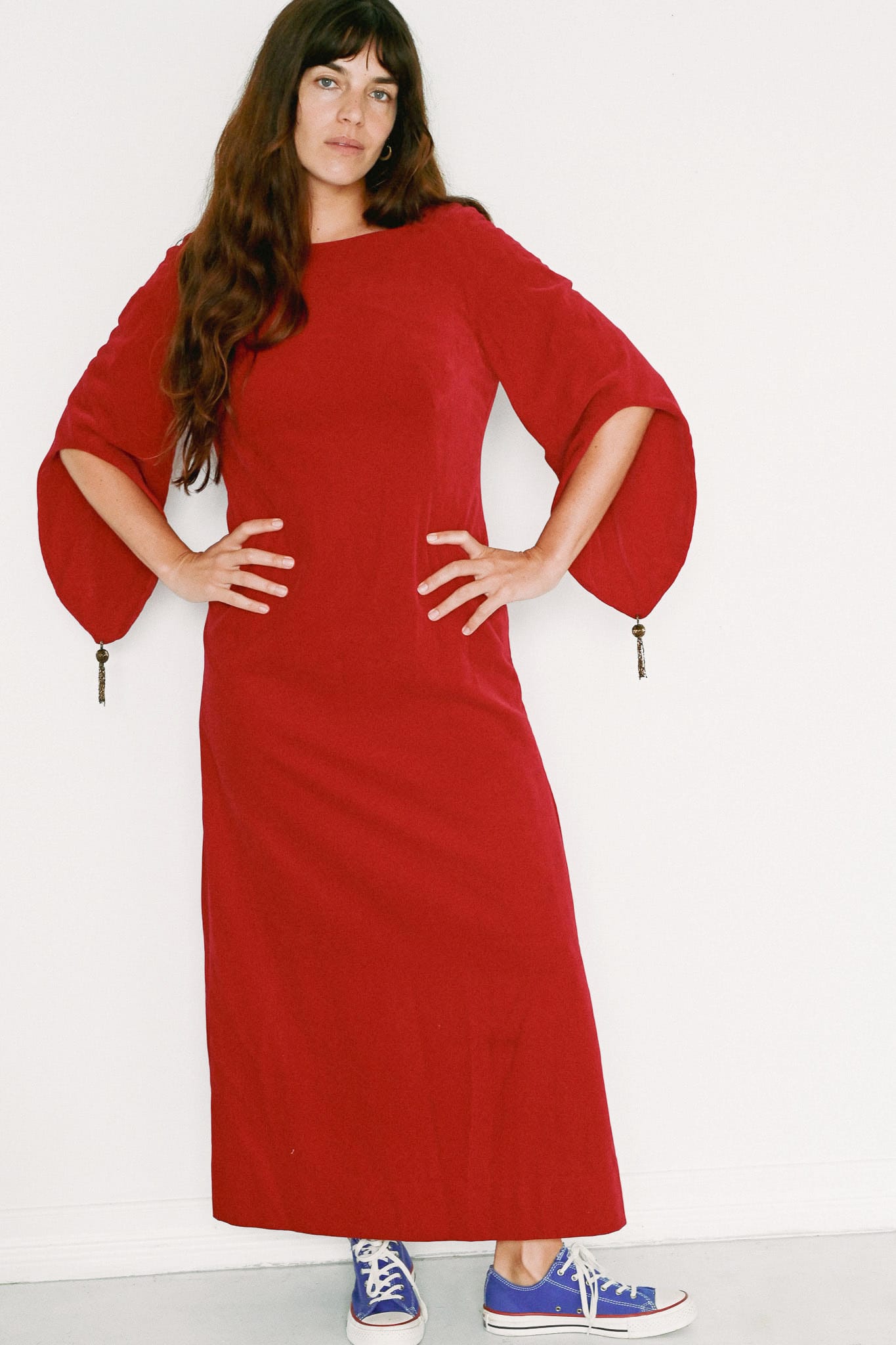 Vintage 60s red velvet gown by Goben Sydney