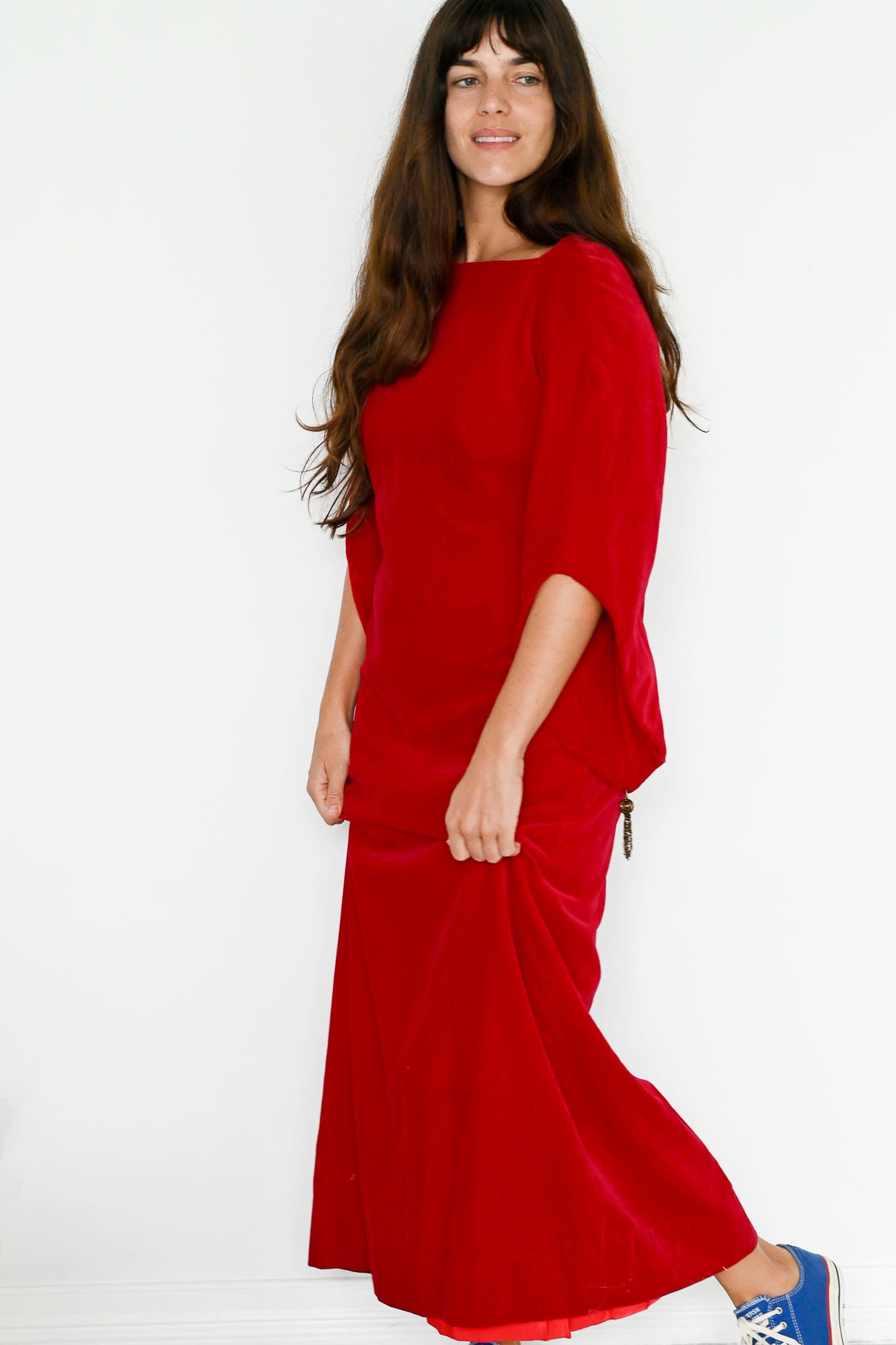 Vintage 60s red velvet gown by Goben Sydney
