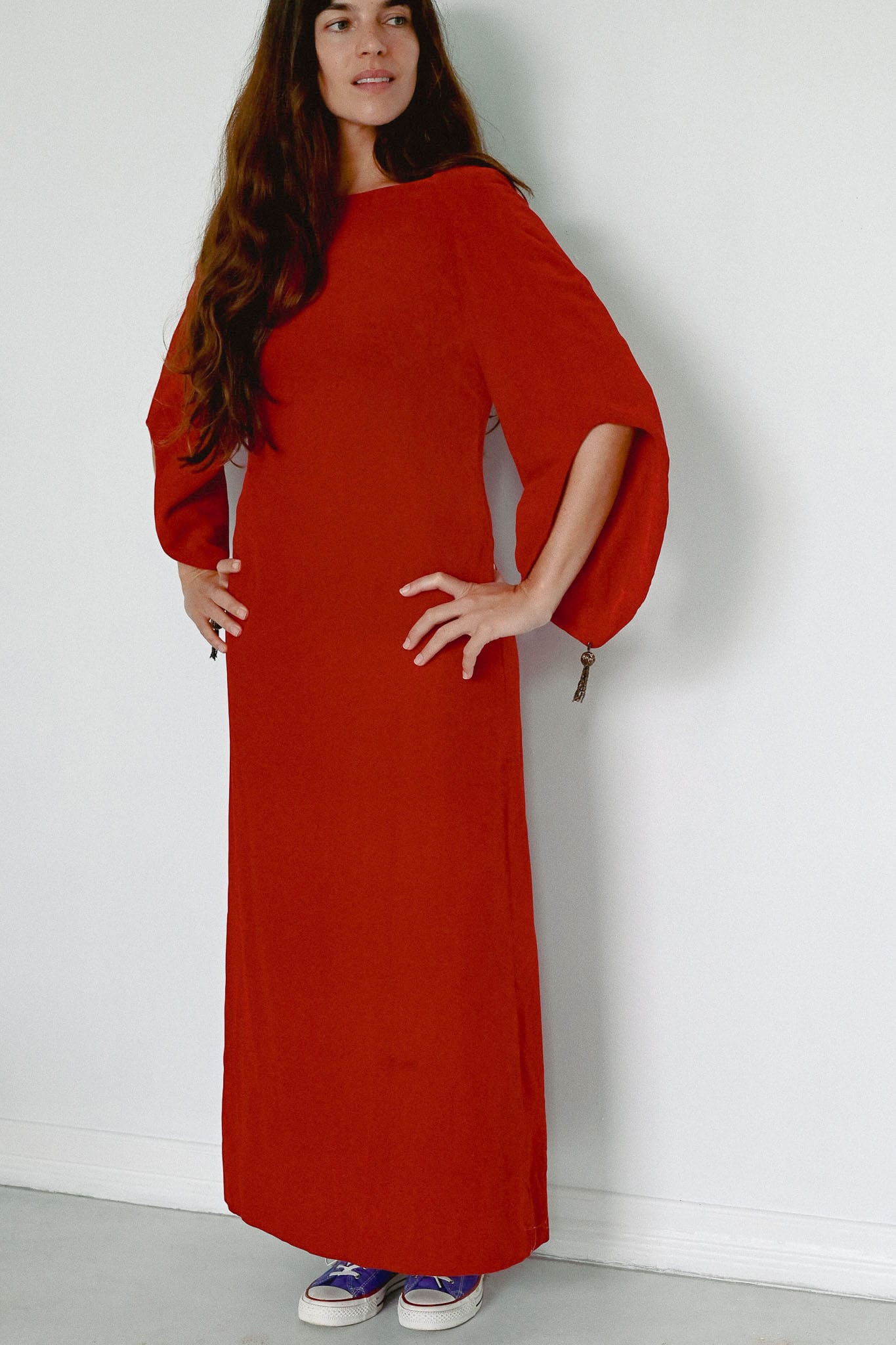 Vintage 60s red velvet gown by Goben Sydney