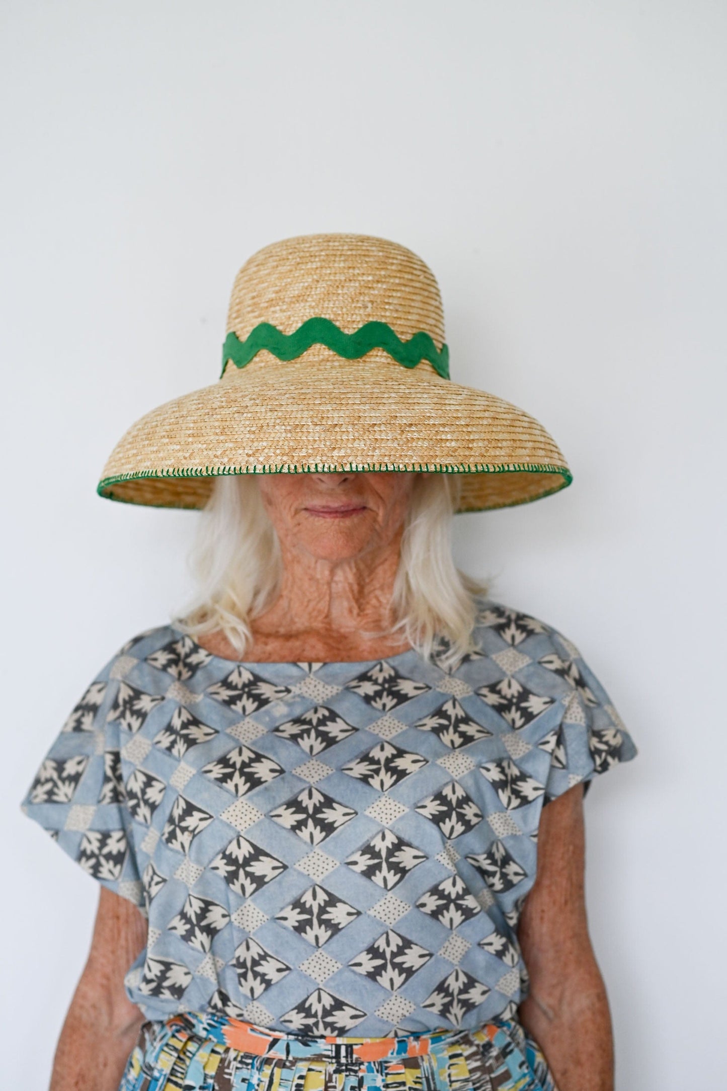 Straw Bucket Hat with embroidery & trim
