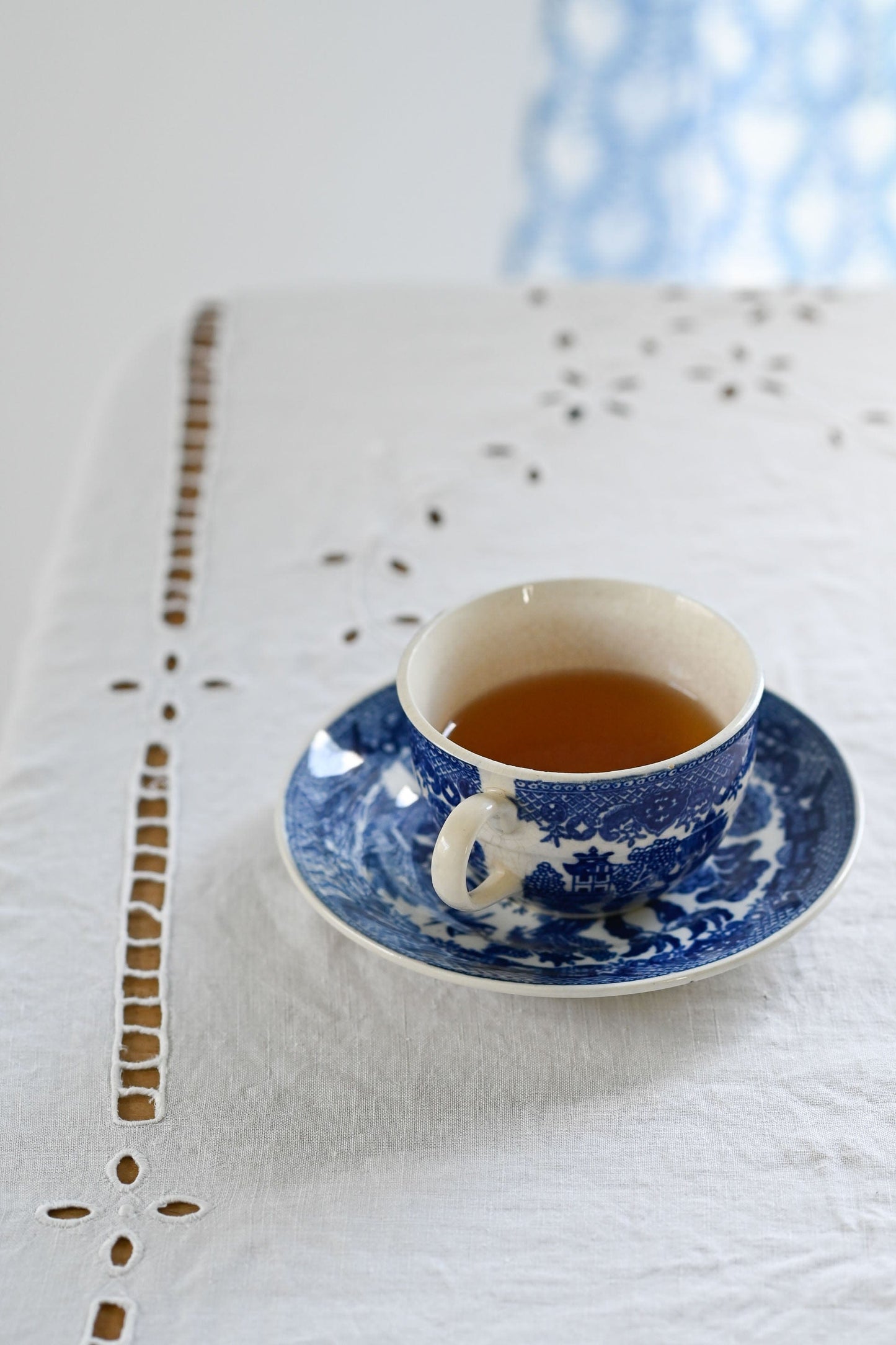 Willow Japan Tea cup and saucer Set of 3 As Is