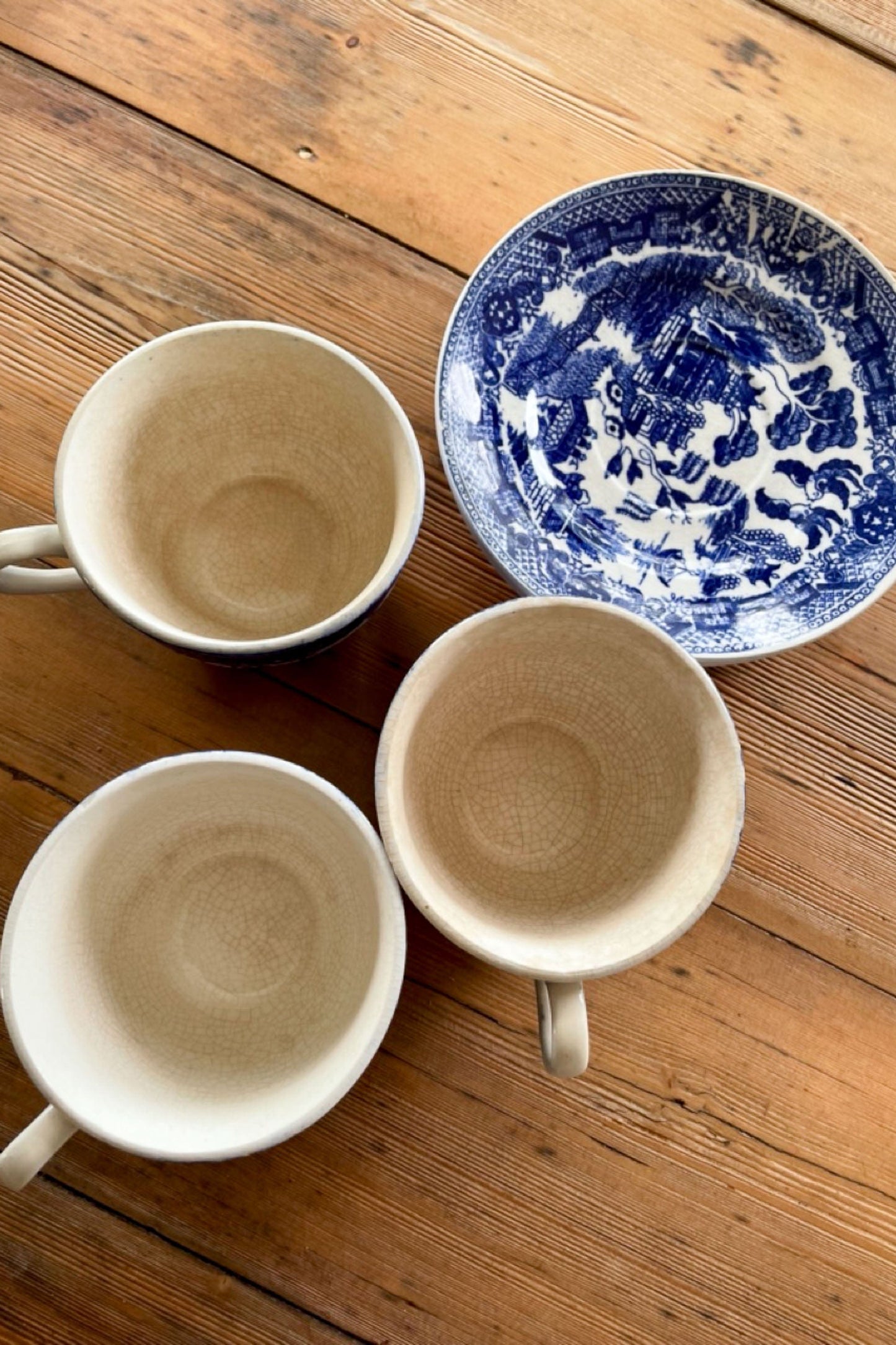 Willow Japan Tea cup and saucer Set of 3 As Is