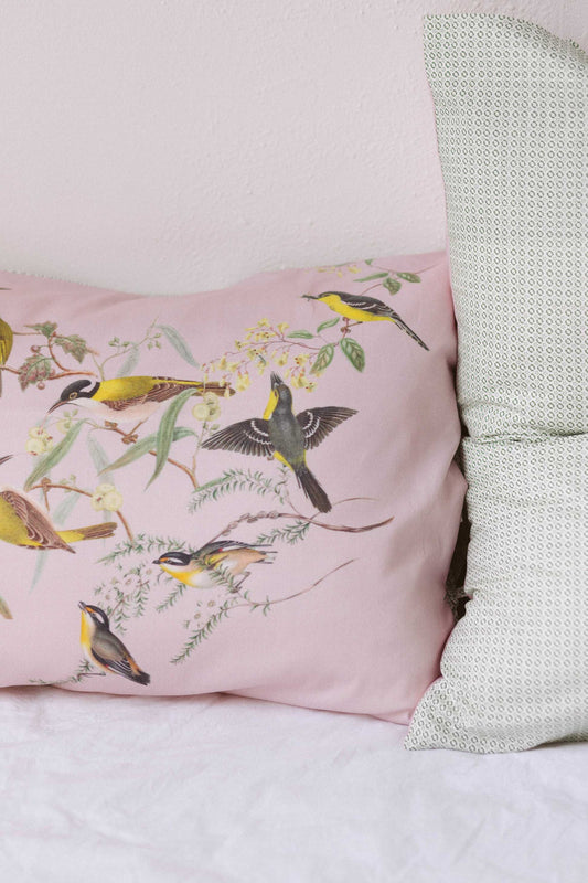 Yellow birds pillowcase set *organic cotton