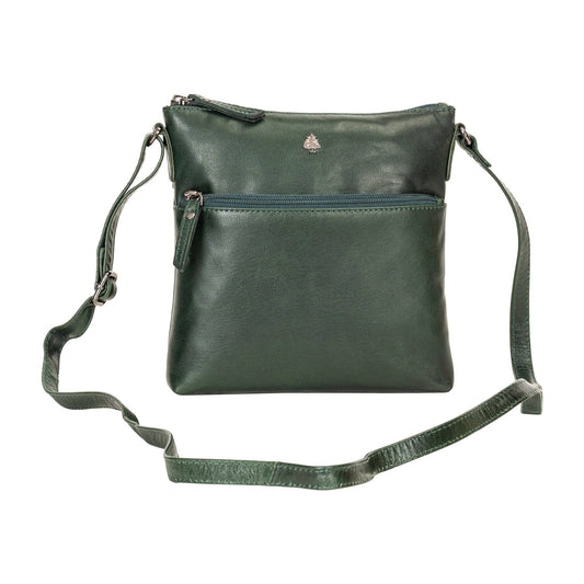 The Maple | Women's Bottle Green Leather Crossbody Shoulder Bag | Greenwood Leather