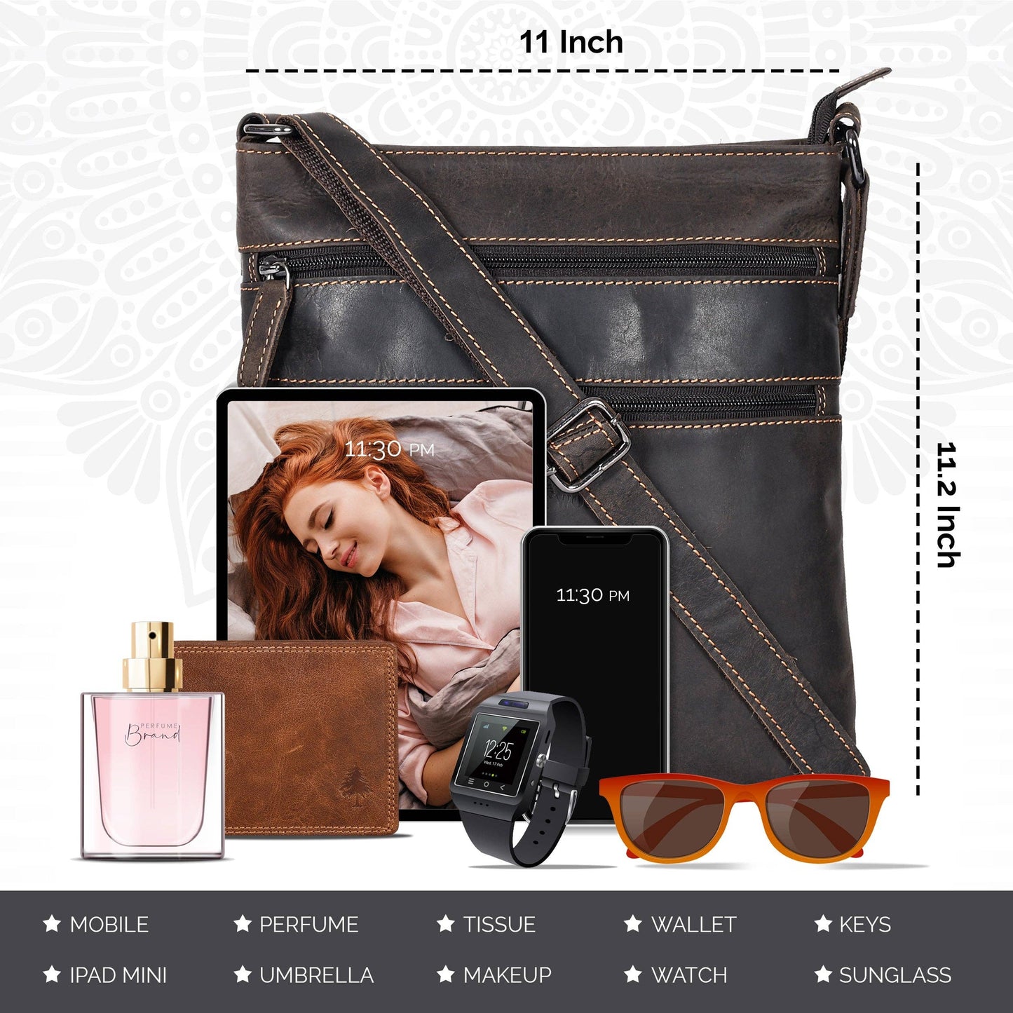 Leather Crossbody Purse - Brown