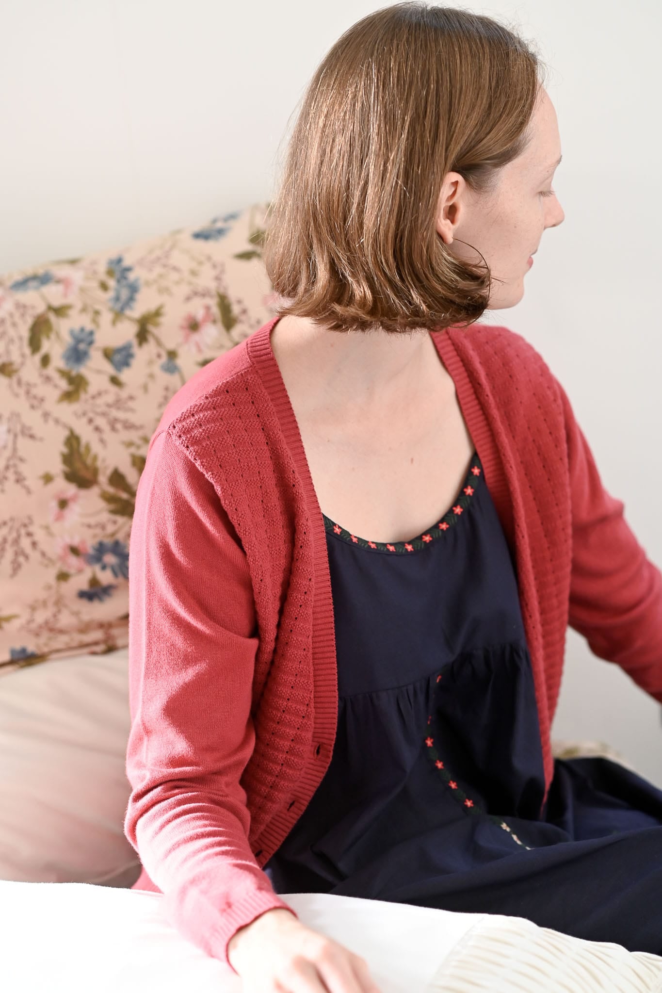Marin Cardigan Earth Red organic cotton